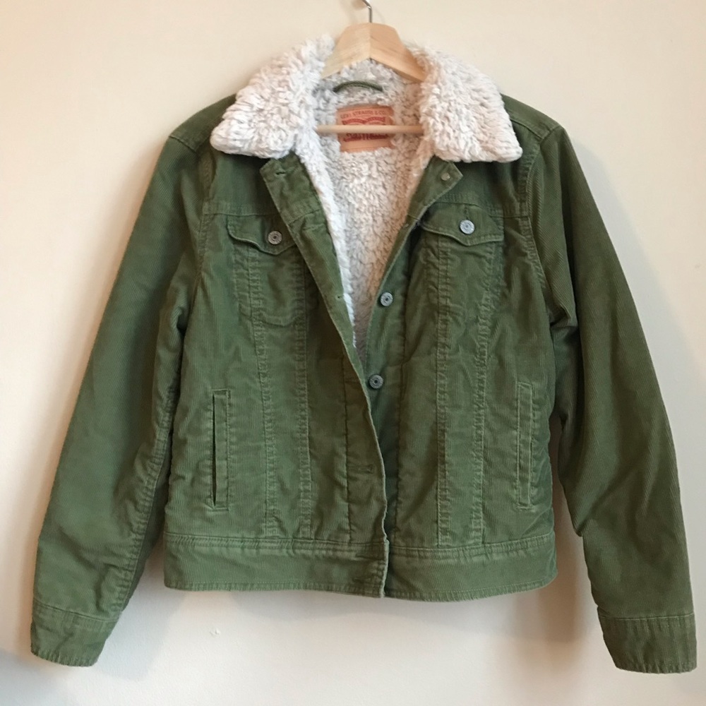 Levis green corduroy Sherpa jacket fur